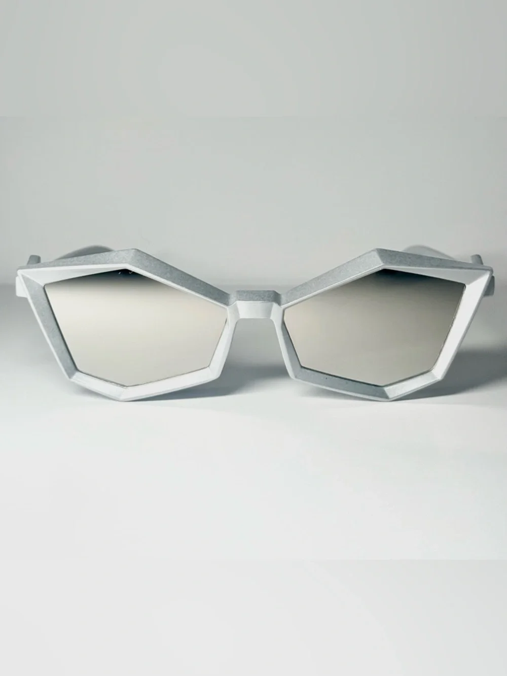 Silver Geometric Futuristic Sunglasses - Mirrored lenses Unbranded